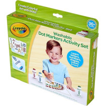 Crayola Washable Dot Markers Activity Set, 30 Toddler Coloring Pages & 4 Washable Markers, Dot Paints for Toddlers, Toddler Gifts, Ages 3+