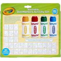 Crayola Washable Dot Markers Activity Set, 30 Toddler Coloring Pages & 4 Washable Markers, Dot Paints for Toddlers, Toddler Gifts, Ages 3+
