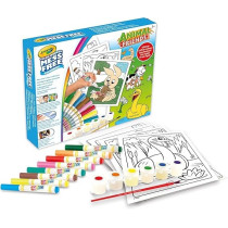 Crayola Color Wonder Non Staining Farm Friends Gift Set 30 Colouring Pages, 8 Felt-Tip Pens, 6 Tempera Colours, 1 Brush, Age 3,4,5 Years