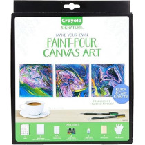 Crayola Siganture Paint-Pour Canvas Art Painting Kit, Marbleizing Mini Canvas, 29 Piece (Pack of 1)