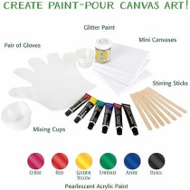 Crayola Siganture Paint-Pour Canvas Art Painting Kit, Marbleizing Mini Canvas, 29 Piece (Pack of 1)