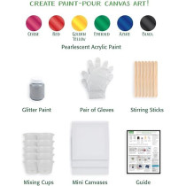 Crayola Siganture Paint-Pour Canvas Art Painting Kit, Marbleizing Mini Canvas, 29 Piece (Pack of 1)