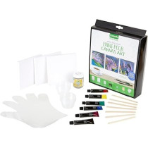 Crayola Siganture Paint-Pour Canvas Art Painting Kit, Marbleizing Mini Canvas, 29 Piece (Pack of 1)