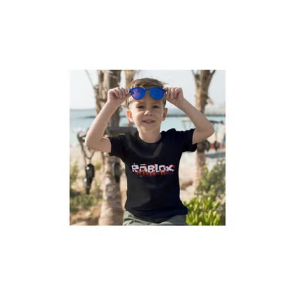 Generic Roblox on fire Printed T-shirt Kids Black