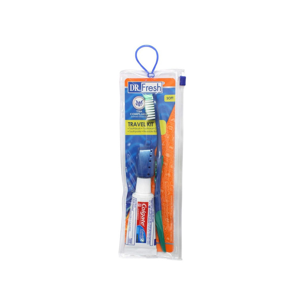 Dr. Fresh Soft Toothbrush Travel Kit With Colgate Toothpaste And Toothbrush