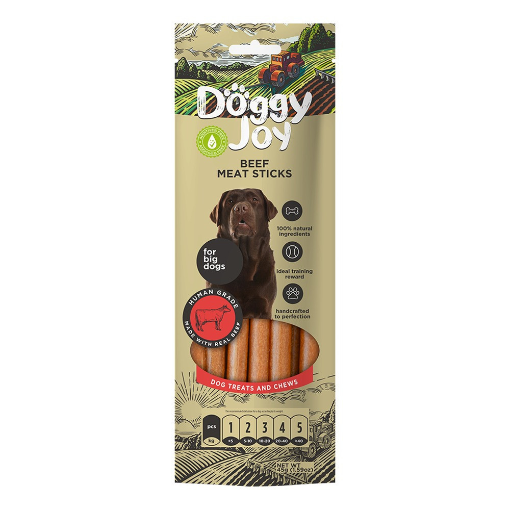 Doggy Joy Beef Meat Sticks Dog Treats For Big Dog, 45g