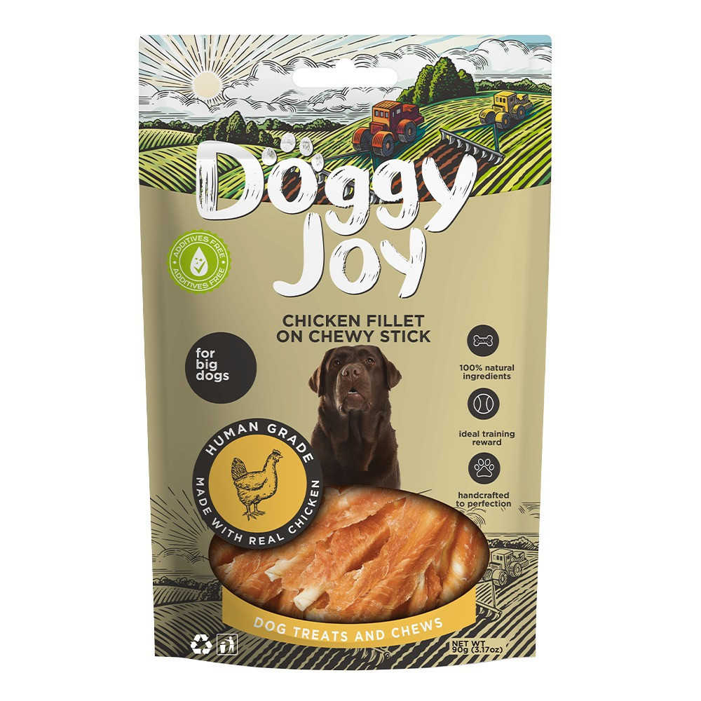 Doggy Joy Chicken Fillet on Chewy Stick Dog Treats For Big Dog, 90g