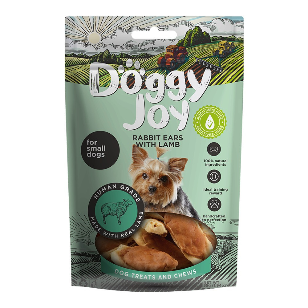 Doggy Joy Rabbit Ears with Lamb Dog Treats For Small Dog, 55g