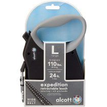 Alcott Expedition Retractable Reflective Belt Leash For Dogs, Large, Black