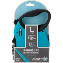 Alcott Expedition Retractable Reflective Belt Leash For Dogs, Large, Blue