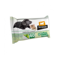 Ferplast Genico Fresh Green Tea Scented Wet Cleaning Wipes For Cats And Dogs, 40 Pcs