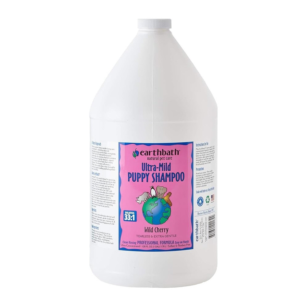 Earthbath Ultra-Mild Puppy Shampoo, Wild Cherry, Tearless And Extra Gentle, 3.78 Litre