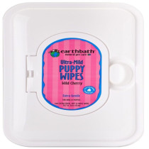 Earthbath Ultra Mild Puppy Wipes Wild Cherry Cleans And Conditions Plant Based Wipes In Resealable Pouch, 100 Pieces