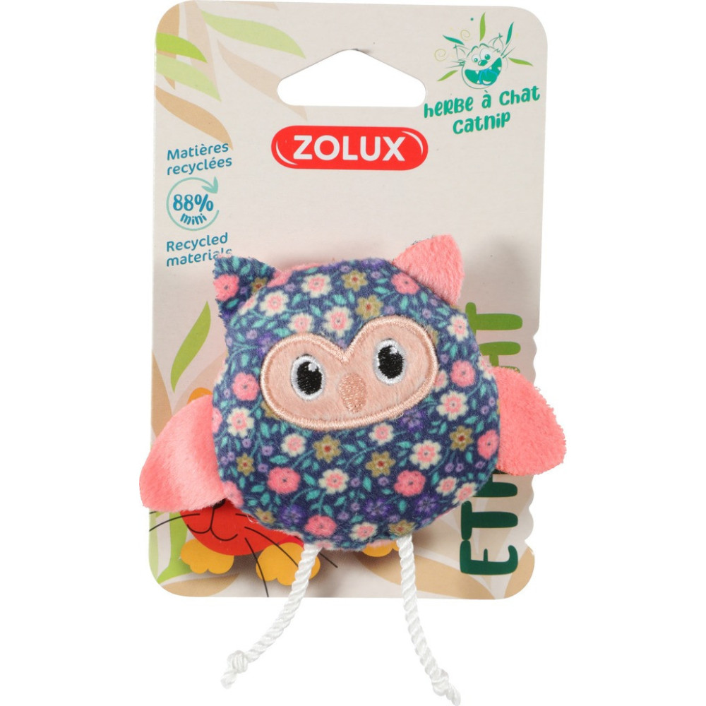 Zolux Ethicat Floral Owl Toy For Cat, Multicolour