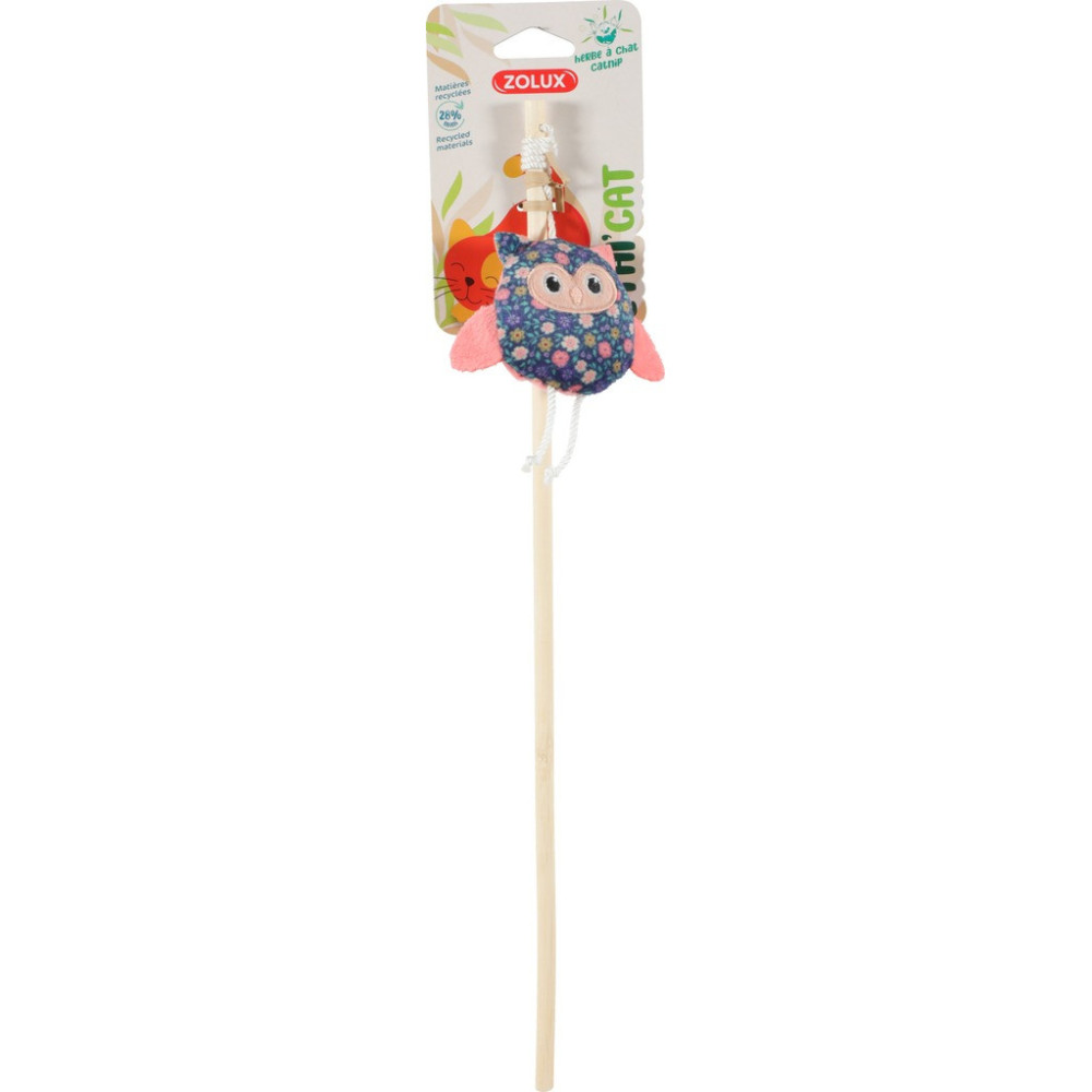 Zolux Ethicat Floral Owl Wand Toy For Cat, Multicolour