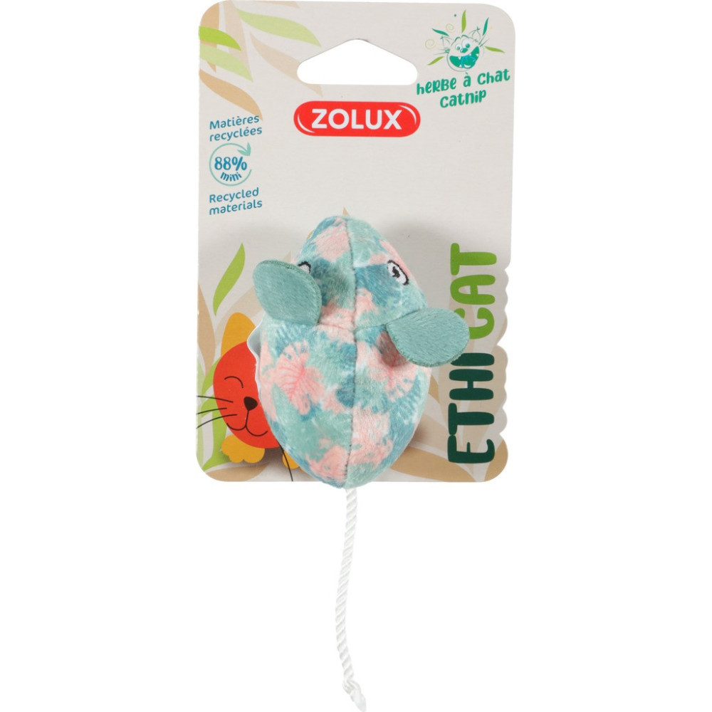 Zolux Ethicat Leaf Mouse Toy For Cat, Blue And Pink