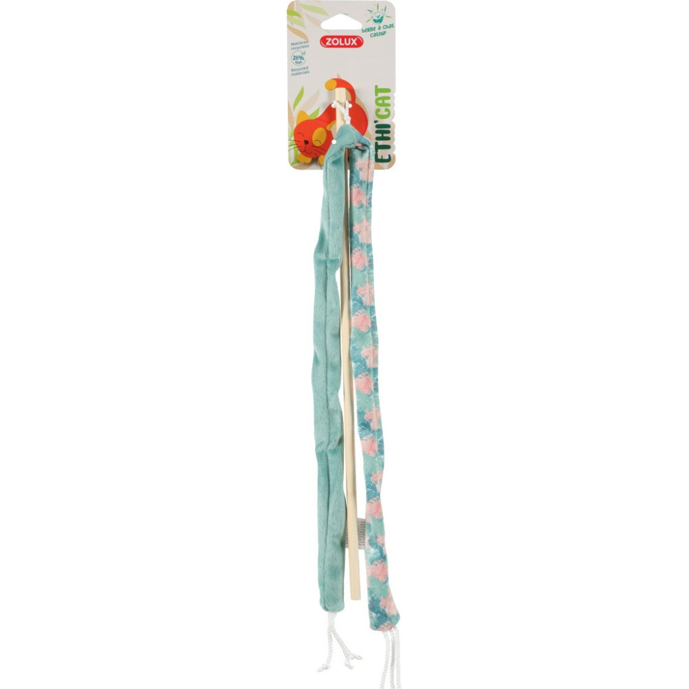 Zolux Ethicat Leaf Ribbon Wand For Cat, Blue And Pink
