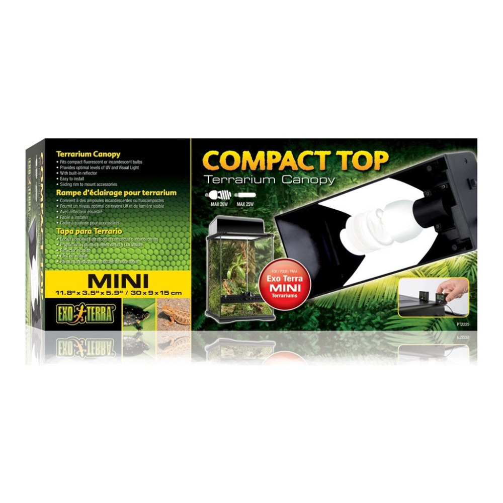 Exo Terra Compact Terrarium Cover Single Socket, 30 Cm, Mini