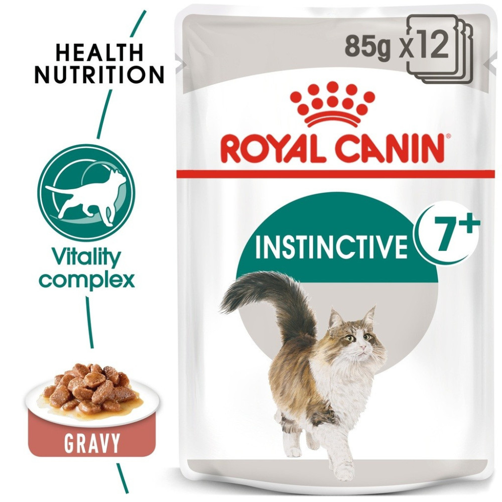 Royal Canin Feline Health Nutrition Instinctive Plus 7, Gravy, Cat Wet Food Pouches 12 x 85 G
