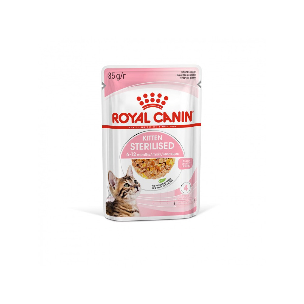 Feline Health Nutrition Kitten Sterilised Jelly, Wet Food-Pouches, 12 x 85 G