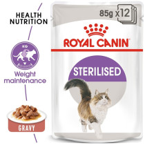 Royal Canin Feline Health Nutrition Sterilised Gravy, Wet Food-Pouches 12 x 85G