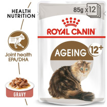Royal Canin Feline Health Nutrition Ageing +12 Gravy Cat Food, 12 x 85G