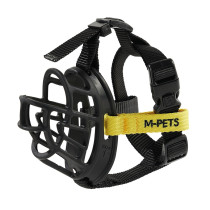 M Pets Comfortable And Adjustable Bark Guard Dog Muzzle With Lockable Buckle Medium, Black
