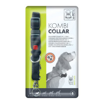 M Pets Semi Choke Kombi Collar 2 In 1 Dog Collar With Safety Lock, Small, Black