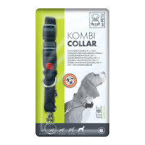 M Pets Semi Choke Kombi Collar 2 In 1 Dog Collar With Safety Lock, XL, Black