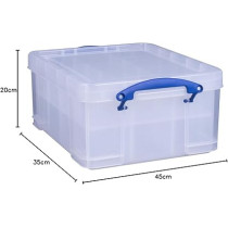 Really Useful Box Plastic Box With 21 Liter Capacity And 2 Trays, Clear