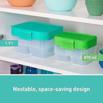 Sistema Nest It Meal Prep Food Storage Container Pack Of 5 With 1.9L Capacity , Green/Clear