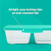 Sistema Nest It Meal Prep Food Storage Container Pack Of 5 With 1.9L Capacity , Green/Clear
