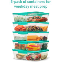 Sistema Nest It Meal Prep Food Storage Container Pack Of 5 With 1.9L Capacity , Green/Clear