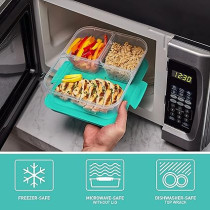 Sistema Nest It Meal Prep Food Storage Container Pack Of 5 With 1.9L Capacity , Green/Clear