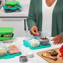 Sistema Nest It Meal Prep Food Storage Container Pack Of 5 With 1.9L Capacity , Green/Clear
