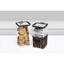 Sistema Klip It Stackable Tritan Ultra Square Food Storage Box With Dishwasher Safe And Durable 4L, Clear