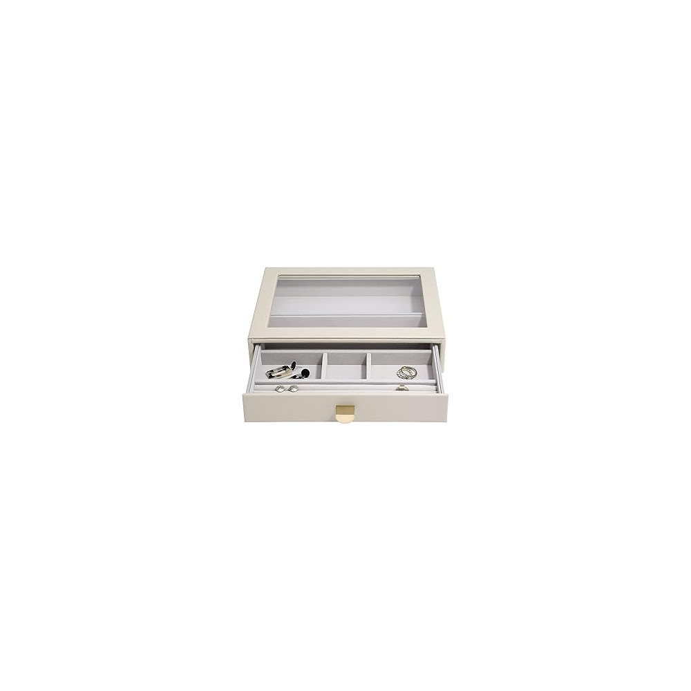 Stackers Classic Ring and Bracelet Drawer with Glass Lid, Pebble Oatmeal