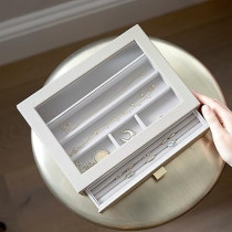 Stackers Classic Ring and Bracelet Drawer with Glass Lid, Pebble Oatmeal