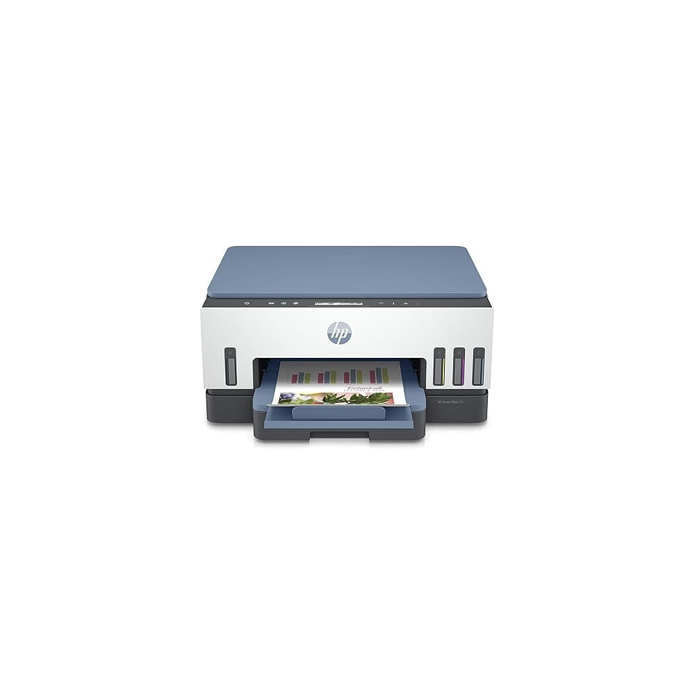 HP Smart Tank 725 All-in-One Printer Wireless, Print, Scan, Copy, Auto Duplex Printing, Print up to 18000 Black or 8000 Color Pages, White/Blue, 28B51A, Standard