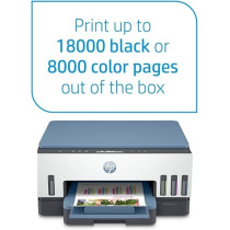 HP Smart Tank 725 All-in-One Printer Wireless, Print, Scan, Copy, Auto Duplex Printing, Print up to 18000 Black or 8000 Color Pages, White/Blue, 28B51A, Standard