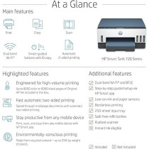 HP Smart Tank 725 All-in-One Printer Wireless, Print, Scan, Copy, Auto Duplex Printing, Print up to 18000 Black or 8000 Color Pages, White/Blue, 28B51A, Standard