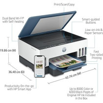 HP Smart Tank 725 All-in-One Printer Wireless, Print, Scan, Copy, Auto Duplex Printing, Print up to 18000 Black or 8000 Color Pages, White/Blue, 28B51A, Standard