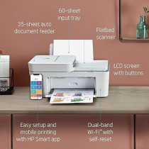 Hp Deskjet Plus 4120 All-In-One Printer, Wireless, Print, Copy, Scan & Send Mobile Fax, White, 3XV14B