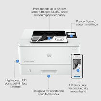 HP LaserJet Pro 4003n Printer, Print up to 42 ppm black, Hi-Speed USB 2.0, White, 2Z611A, Standard
