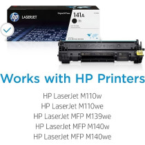 HP 141A Black Toner Cartridge Works with HP LaserJet M110 Series, HP LaserJet MFP M139, M140 Series, W1410A, Standard, Pack of 1