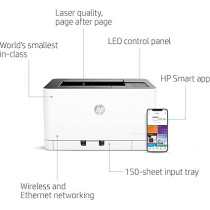 HP Color Laser 150NW Laser Printer, White, 4ZB95A