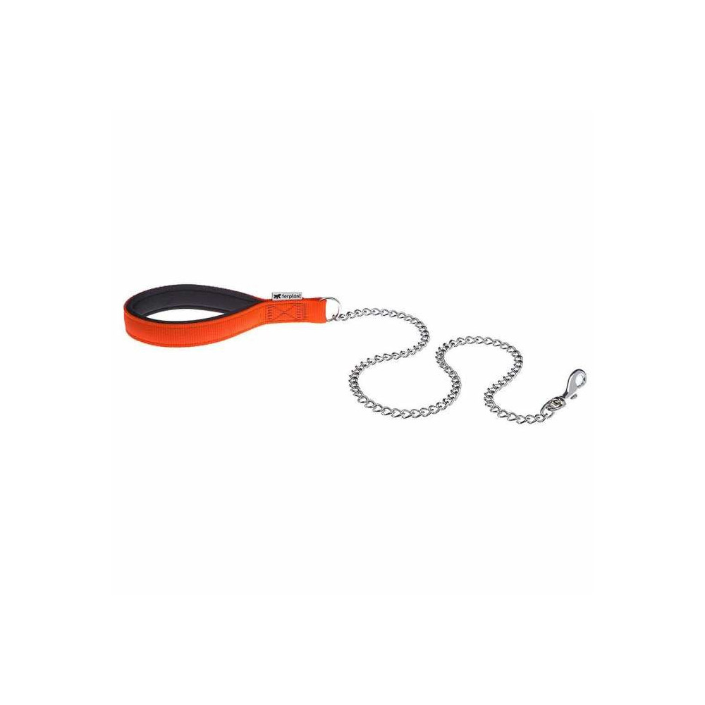 Ferplast Daytona Dog Collar, 100 x 2.5 Cm, Nylon-Steel Chain Line, Orange