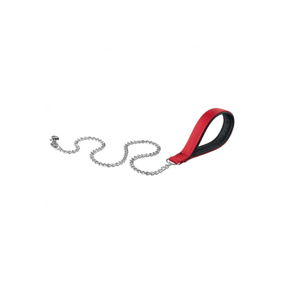 Ferplast Daytona Dog Collar, 100 x 2.5 Cm, Nylon-Steel Chain Line, Red