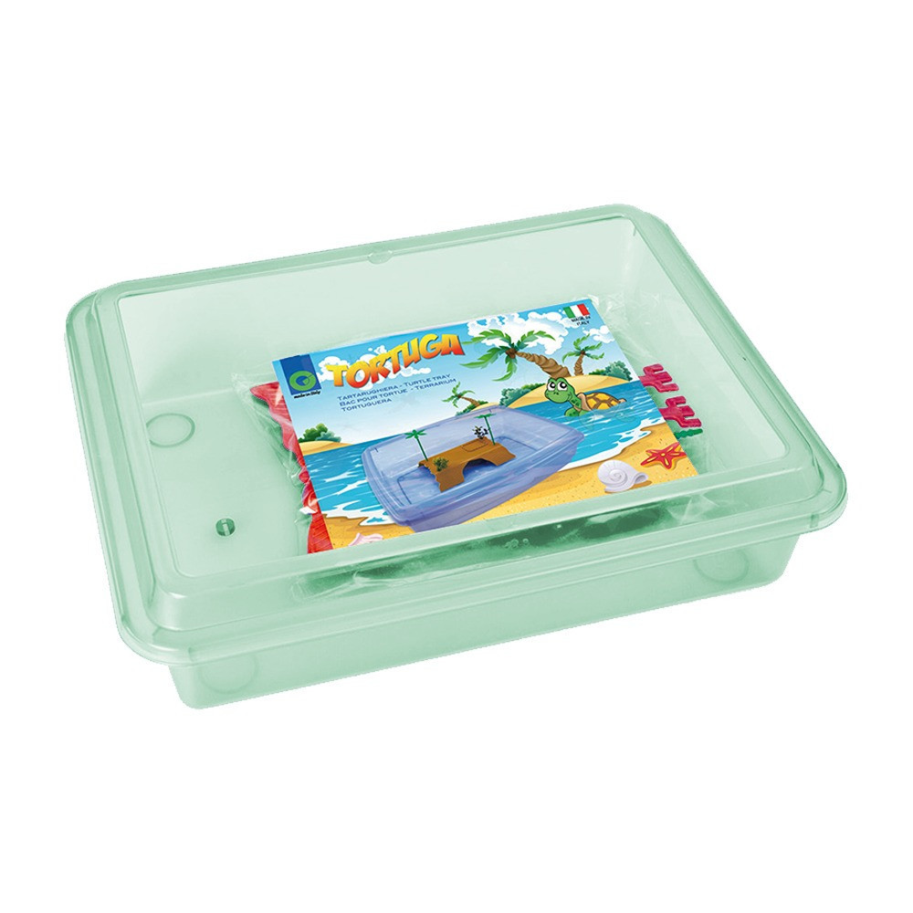 Georplast Tortuga Max Turtle Tray For Small Turtles, 43.5 x 34 x 11cm, Green