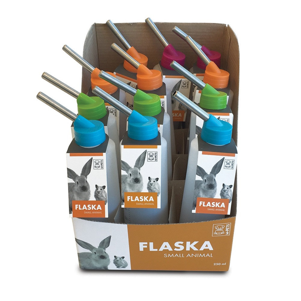M Pets Flaska 250ml Non Spill Drinking Bottle For Small Pets Pack Of 12 Pcs, Multicolour